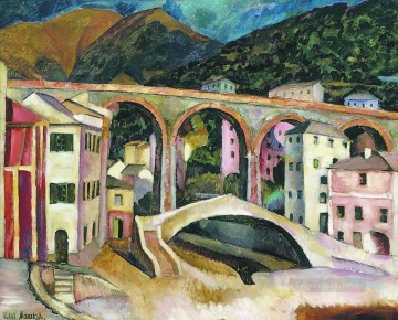  Mashkov Oil Painting - italy nervi landscape with aqueduct 1913 Ilya Mashkov